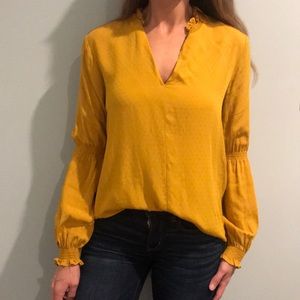 Mustard long gathered sleeve blouse by 1 Slate